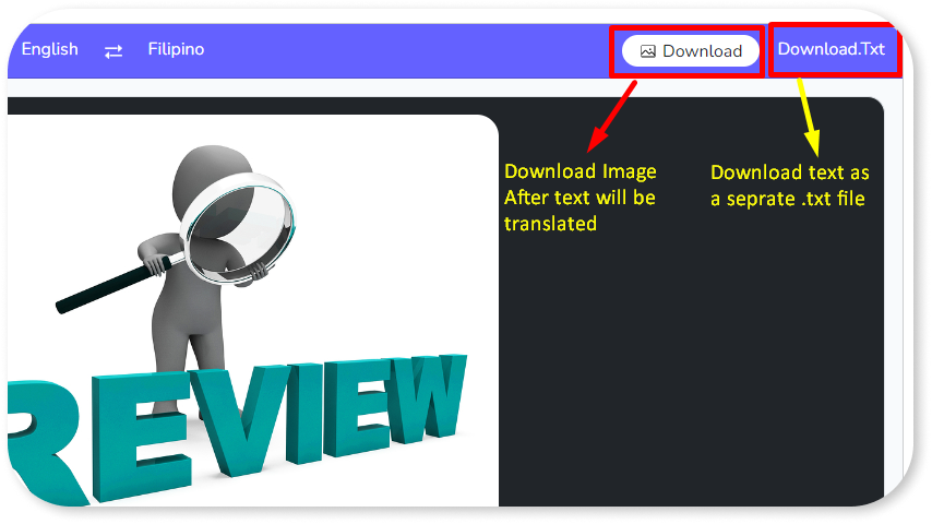 image translator picture showing how to Download image